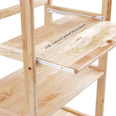 Kệ lò vi sóng, thiết kế có ray kéo, cao 4 tầng rộng 60, gỗ cao su tự nhiên