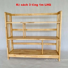 Kệ sách 3 Tầng 1M, Gỗ cao su, Tháo ráp nhanh, Bảo hành mọt