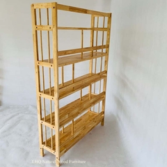 Kệ sách 5 Tầng 1M, Gỗ cao su, Tháo ráp nhanh, Vận chuyển rẻ