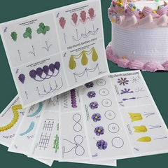 Bảng Thực Hành Tập Trang Trí & Các Kiểu Trang Trí Bánh Kem 12 Trang/24 mat (Decorative Cake Piping Practice Board Drawings 23 pcs)