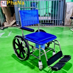 Ghế vệ sinh inox có bánh xe  (Mẫu mới bánh xe lớn)- PN64.16