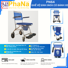 PN64 - Ghế vệ sinh Inox có bánh xe