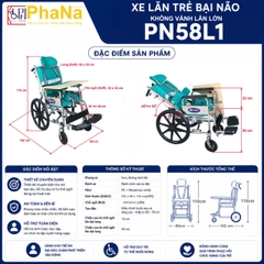 PN58L1 - Xe lăn trẻ bại não không vành lăn lớn