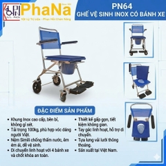 PN64 - Ghế vệ sinh Inox có bánh xe