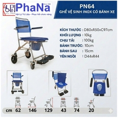 PN64 - Ghế vệ sinh Inox có bánh xe