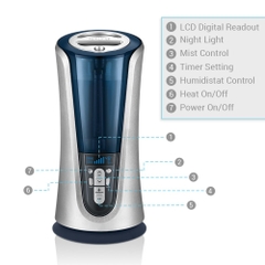 Máy phun sương tạo ẩm nóng lạnh công nghệ siêu âm diệt khuẩn, cài đặt độ ẩm trong phòng