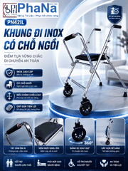 PN42IL - Khung đi inox có chỗ ngồi cho người lớn