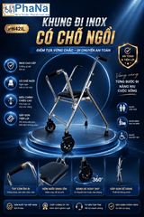 PN42IL - Khung đi inox có chỗ ngồi cho người lớn