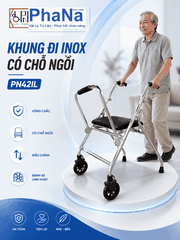 PN42IL - Khung đi inox có chỗ ngồi cho người lớn