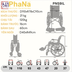 PN59IL - Xe lăn tiêu chuẩn inox
