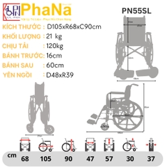 PN55SL- Xe lăn tiêu chuẩn người lớn