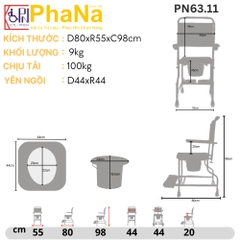 Ghế vệ sinh inox không bánh xe  mẫu 2	- PN63.11