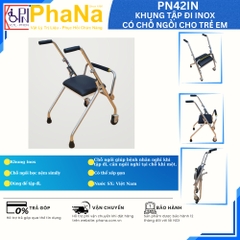PN42IN -Khung tập đi inox có chỗ ngồi cho trẻ em