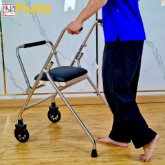 PN42IL - Khung đi inox có chỗ ngồi cho người lớn