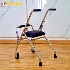 PN42IN -Khung tập đi inox có chỗ ngồi cho trẻ em