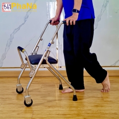 PN42IN -Khung tập đi inox có chỗ ngồi cho trẻ em