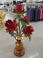 đèn thờ C1 thân lưu ly 5 bông chao thủy tinh)