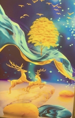 đèn tranh led cảnh hươu  W7141 (h/a)