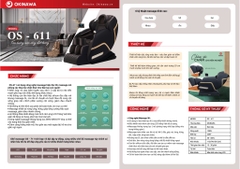 Ghế massage OS611 Black Brown túi khí da Okinawa