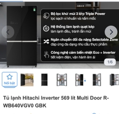 Tủ lạnh hitachi R-WB640VGVO (GMG) 569L/4C