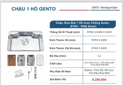 Chậu rửa bát Gento GT04-7848 smart inox chống xước