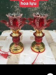 đèn thờ 1 bông không sáng thân đế sắt  (chao thuỷ tinh lựu) (hp)