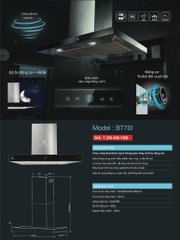 Quạt hút mùi blueger BT70i  , chữ T , cảm ứng ,  motor 230W