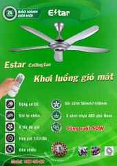 Quạt trần EQT-5CG-02-B ESTAR 5 cánh có điều khiển cánh nhựa  màu ghi