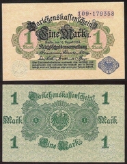 1 mark Germany 1914 mộc xanh