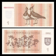 1 talonas Lithuania 1992