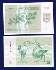 3 talonas Lithuania 1991