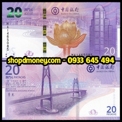 20 patacas Macau 2019 kỷ niệm 20 năm hồi hương Trung Quốc - BOC