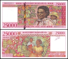 25000 francs Madagascar 1998
