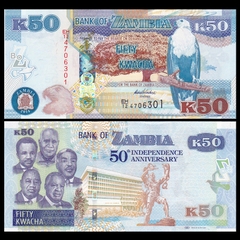 50 kwacha Zambia 2014 kỉ niệm 50 năm độc lập