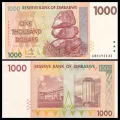 1000 dollars Zimbabwe 2008