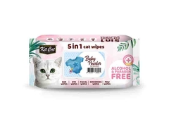 Kit Cat 5 In 1 Cat Wipes (Baby Powder) - Khăn ướt cho mèo hương phấn thơm