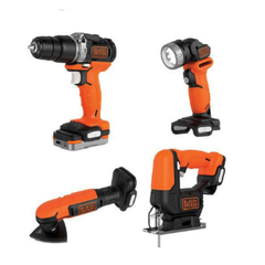 COMBO 4 MÁY KHOAN-CHÀ NHÁM-CƯA LỌNG-ĐÈN PIN BDCK124S1S-B1