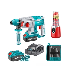Bộ combo máy xay sinh tố KMJB022R dùng pin, máy khoan động lực TRHLI202287 pin 20V  và bộ 8 mũi khoan bê tông TACSD19101 TOSLI23061 TOTAL