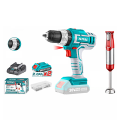 Bộ combo máy khoan búa TIDLI20031dùng pin 20V và máy xay cầm tay KMJB023R hiệu DECAKILA TOSLI22112 TOTAL