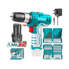 Bộ combo gồm máy khoan pin TIDLI12201 12V,45 tuavít, 16 mũi khoan TOSLI23022 TOTAL