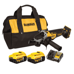 Dewalt DCG413BP2 Máy mài góc pin 20Vmax/BL (Thân máy + 2 Pin DCB184 5Ah + Sạc DCB1104 + Túi vải)