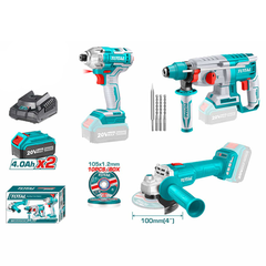 Bộ combo 3 máy khoan động lực, máy mài góc và máy siết  vít dùng pin 20V TOSLI2301510 TOTAL
