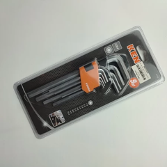 Bộ lục giác chữ L loại dài bằng thép Cr-V (9 cái/bộ) Kendo 20732