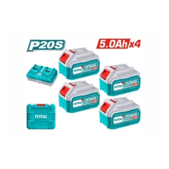 Bộ 4 pin TFBLI2053 và 1 sạc đôi TFCLI2034E dùng pin 20V TFBCLI20245 TOTAL
