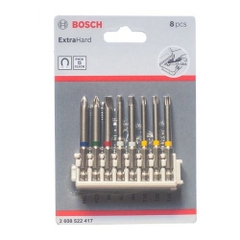 Bộ vặn vít extra hard 65mm PH2 PZ SL6 T15,20,25, H3,4 (8 món) Bosch 2608522417
