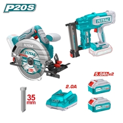 Bộ combo máy bắn đinh TCBNLI2005 & máy cưa đĩa tròn không chổi than TSLI1851 dùng pin 20V TOSLI240866 TOTAL