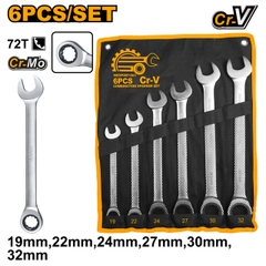 Bộ 6 Cờ Lê Miệng Vòng Hai Chiều(19-32Mm) HKSPAR1061 INGCO