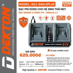Sạc pin nhanh đôi hệ M21 Dekton M21-S40x2PLUS