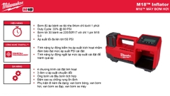 Máy bơm hơi dùng pin 18V Milwaukee M18 BI-0