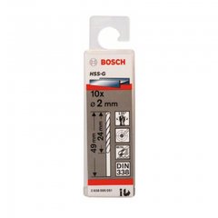 Mũi khoan sắt HSS-G 2mm (hộp 10 mũi) Bosch 2608595051